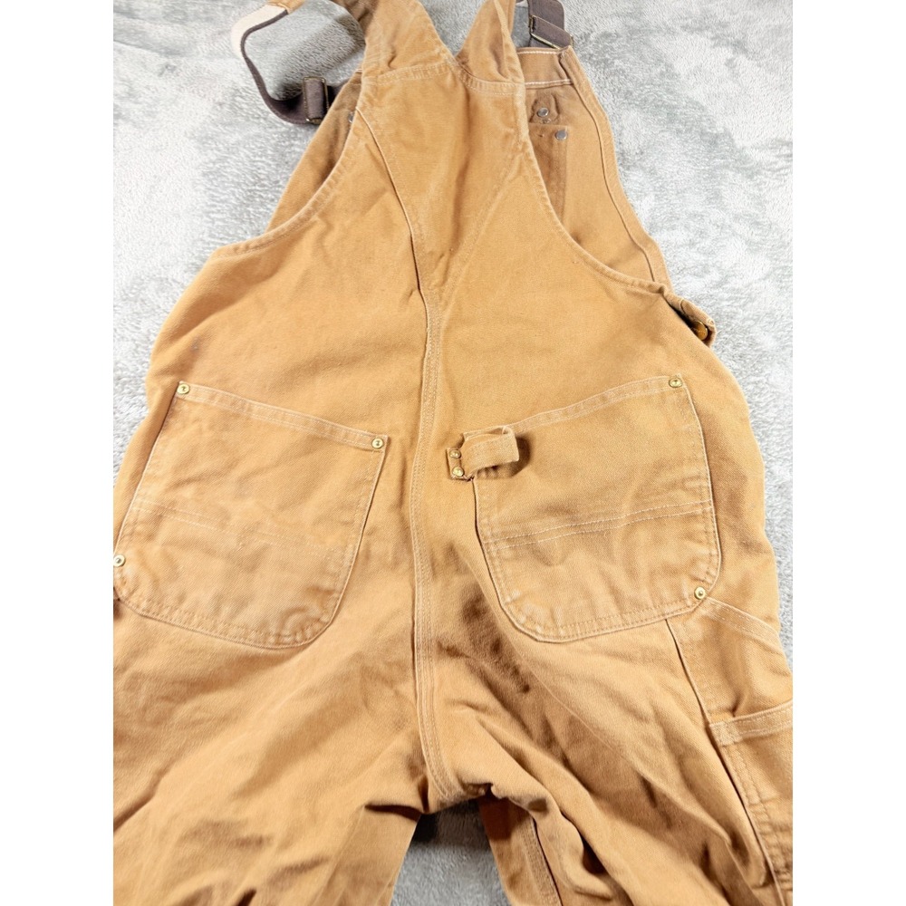 Carhartt R01 Bib Overalls Mens 32x30 Brown Duck Double Knee Workwear - Picture 12 of 12